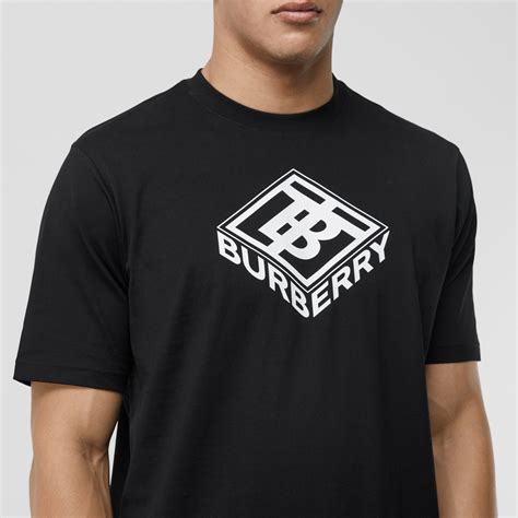 t shirt burberry nera con logo milticolore|Logo Cotton T.